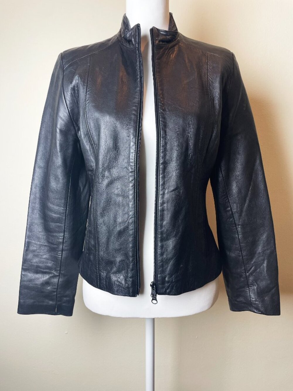 Mitici Anni 60 Vintage Black Genuine Italian Full Zipper Leather Jacket | Size S - Picture 3 of 12